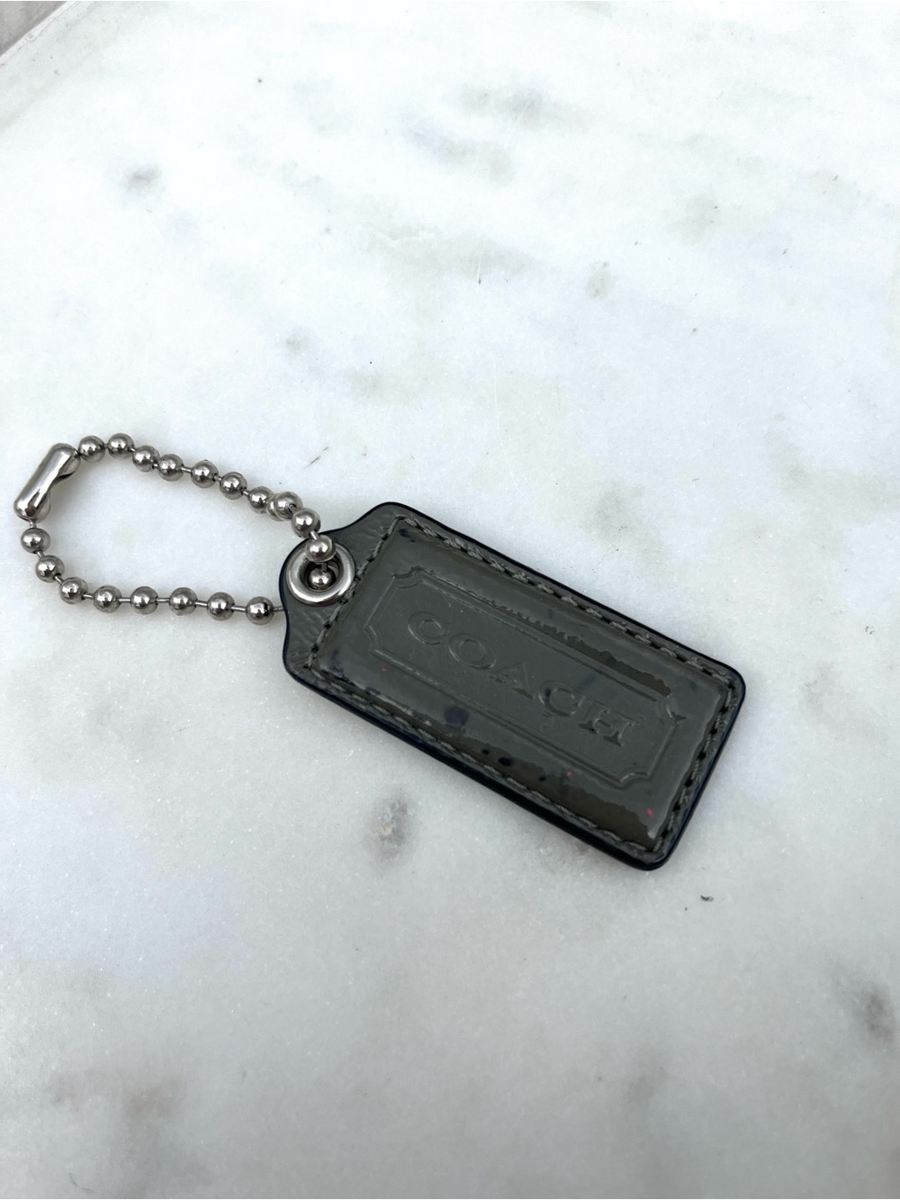 COACH Vintage Patent Leather Hang Tag, Gray